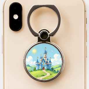 Cute blue and white castle phone ring stand
