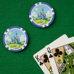 Cute blue and white castle poker chips