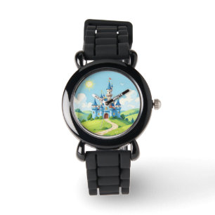 Cute blue and white castle watch