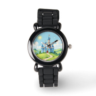 Cute blue and white castle watch