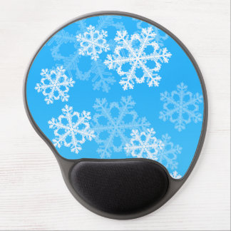 Cute blue and white Christmas snowflakes Gel Mouse Pad