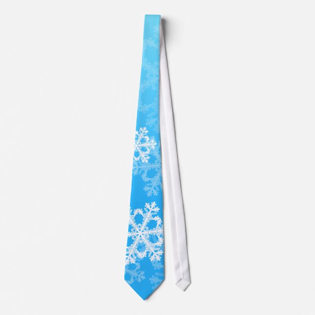 Cute blue and white Christmas snowflakes Neck Tie (Front)