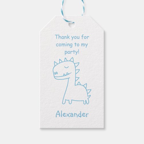 Cute Blue and White Dinosaur Doodle Gift Tags