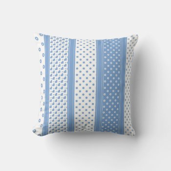 Cute Blue And White Modern Trendy Hearts And Dots Throw Pillow by karanta at Zazzle