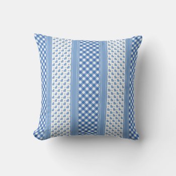 Cute Blue And White Modern Trendy Hearts  Throw Pillow by karanta at Zazzle
