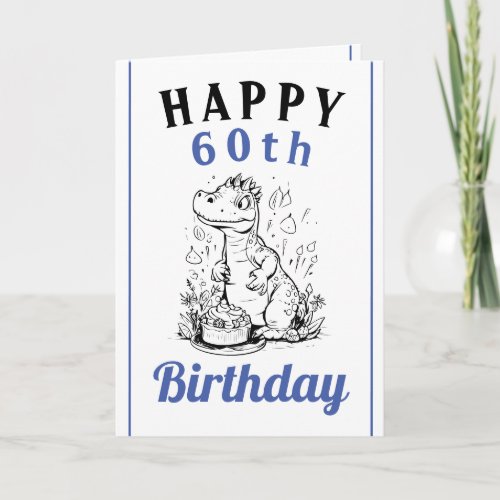 Cute Blue and White Trex Husband 60th Birthday Card