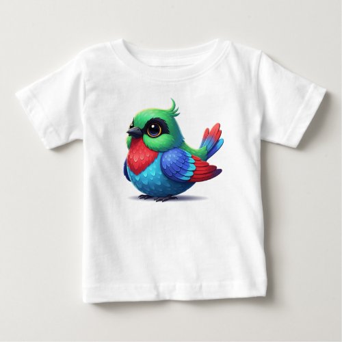 Cute Blue and Yellow Cartoon Bird  Baby T-Shirt