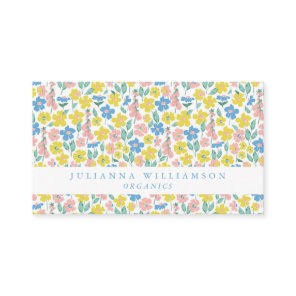 Cute Blue and Yellow Ditsy Floral Modern Business Card