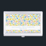 Cute Blue and Yellow Ditsy Floral Modern Custom Business Card Case<br><div class="desc">Cute Blue and Yellow Ditsy Floral Modern Custom Business Card Case</div>