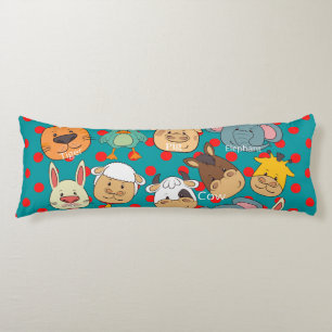 Cute blue animals farm pig rabbit dogs cow kids body pillow