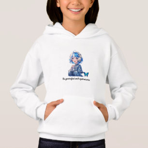 Cute Blue Anime Girl - Inspirational Positive Hoodie