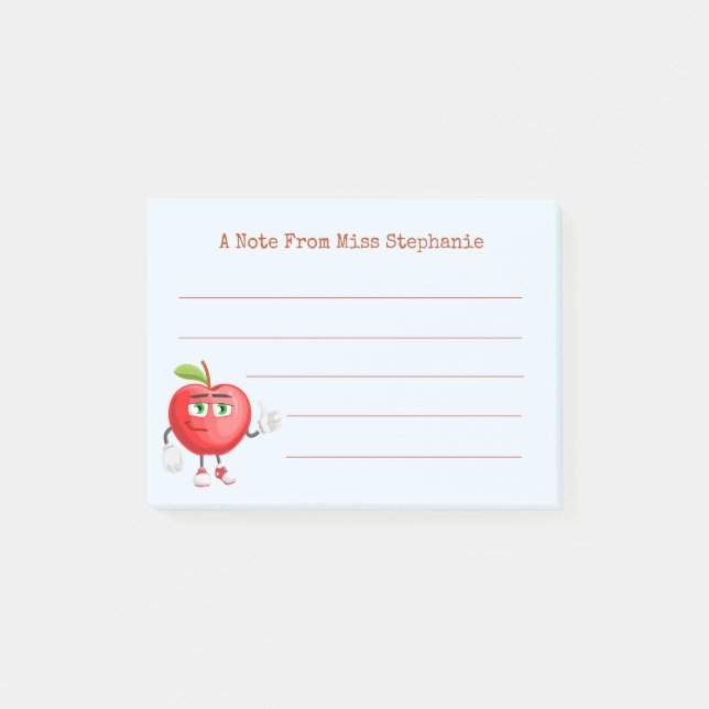Cute Blue Apple Thumbs Up From Teacher Post-it Notes (Front)