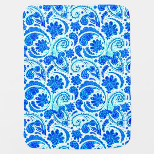 Cute blue aqua paisley patterns baby blanket