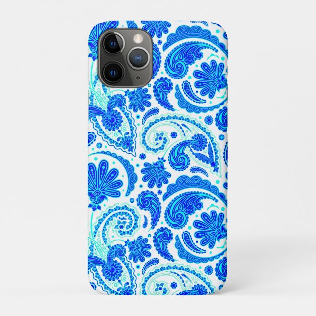 Cute blue aqua paisley patterns Case-Mate iPhone case (Back)