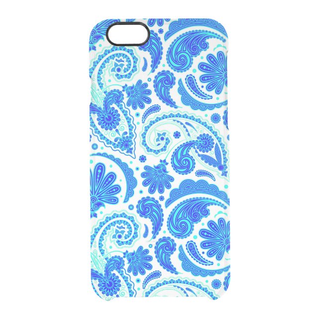 Cute blue aqua paisley patterns uncommon iPhone case (Back)