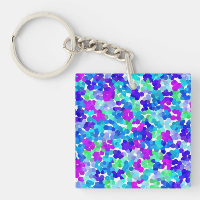 Cute blue aqua violet pinkies pattern keychain (Front)