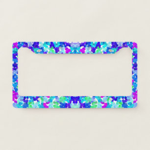Cute blue aqua violet pinkies pattern license plate frame