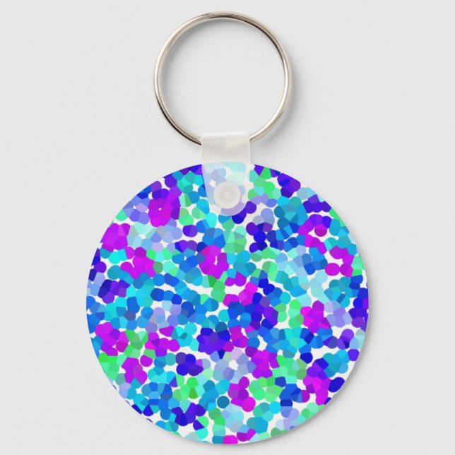 Cute blue aqua violet pinkies pattern luggage hand keychain (Front)