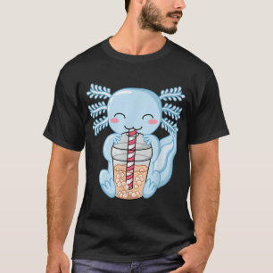 Cute Blue Axolotl Bubble Tea Kawaii Anime Aestheti T-Shirt
