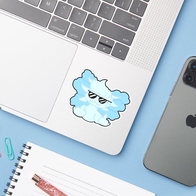 Cute Blue Axolotl  Sticker (Laptop w/ iPhone)
