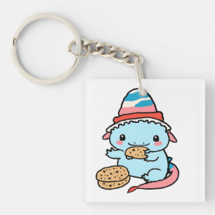 cute blue axolotls christmas keychain