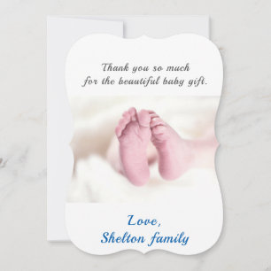 Cute Blue Baby Boy Baby Shower Photo Thank You Card