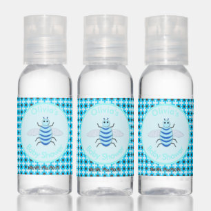 Cute Blue Baby Boy Bee Baby Shower Custom Hand Sanitizer