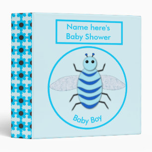 Cute Blue Baby Boy Bee Baby Shower Photo Album 3 Ring Binder