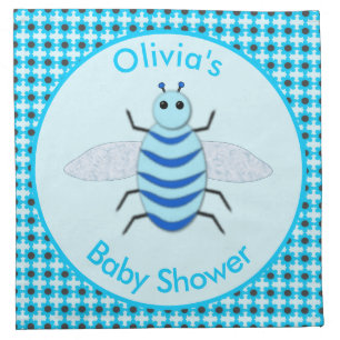 Cute Blue Baby Boy Bee Custom Baby Shower Cloth Napkin