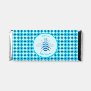 Cute Blue Baby Boy Bee Custom Baby Shower Hershey Bar Favors