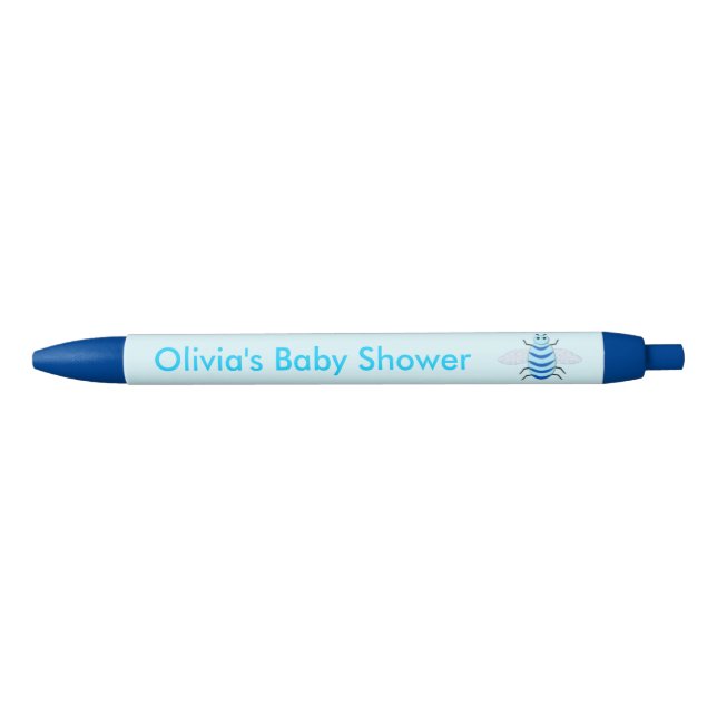 Cute Blue Baby Boy Bee Custom Baby Shower Pen (Front)