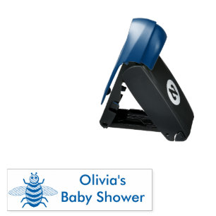 Cute Blue Baby Boy Bee Custom Baby Shower Pocket Stamp