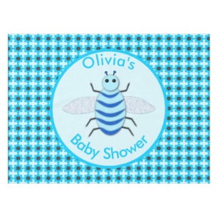 Cute Blue Baby Boy Bee Custom Baby Shower Tablecloth