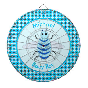 Cute Blue Baby Boy Bee Custom Dart Board