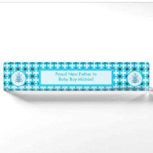 Cute Blue Baby Boy Bee Custom Desk Name Plate