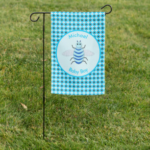 Cute Blue Baby Boy Bee Custom Garden Flag