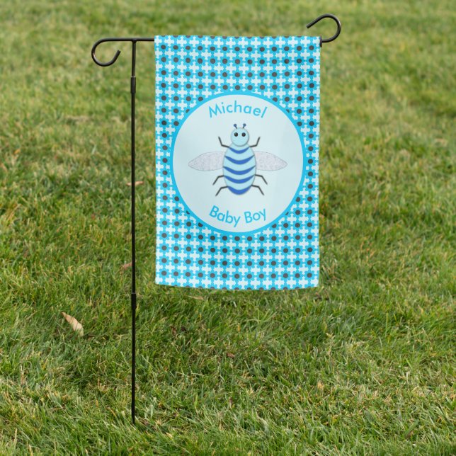 Cute Blue Baby Boy Bee Custom Garden Flag (In SItu)
