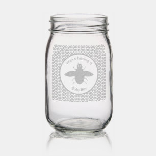 Cute Blue Baby Boy Bee Custom Gender Reveal Mason Jar