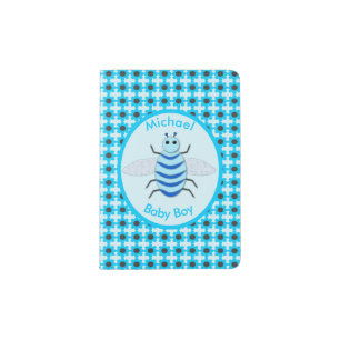 Cute Blue Baby Boy Bee Custom Passport Holder