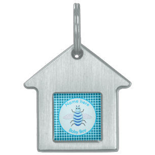 Cute Blue Baby Boy Bee Custom Pet Tag