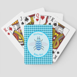 Cute Blue Baby Boy Bee Custom Poker Cards