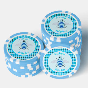 Cute Blue Baby Boy Bee Custom Poker Chips