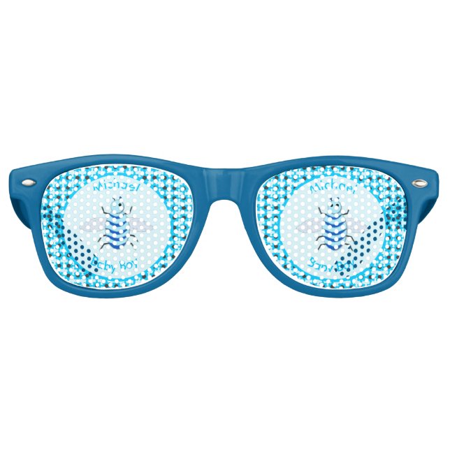 Cute Blue Baby Boy Bee Custom Retro Sunglasses (Front)