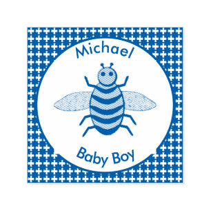 Cute Blue Baby Boy Bee Custom Self-inking Stamp