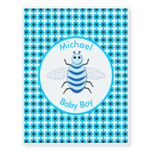 Cute Blue Baby Boy Bee Custom Temporary Tattoos