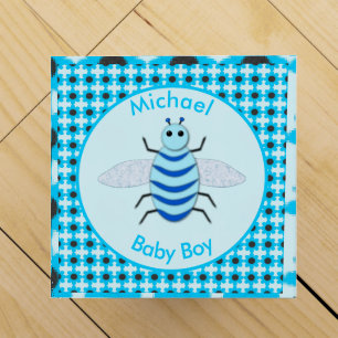 Cute Blue Baby Boy Bee Custom Wine Box