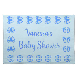 Cute Blue Baby Boy Bunny Feet Easter Baby Shower Cloth Placemat