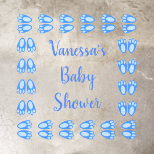 Cute Blue Baby Boy Bunny Feet Easter Baby Shower Floor Decals