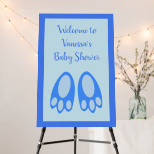 Cute Blue Baby Boy Bunny Feet Easter Baby Shower Foam Board
