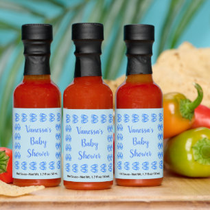 Cute Blue Baby Boy Bunny Feet Easter Baby Shower Hot Sauces